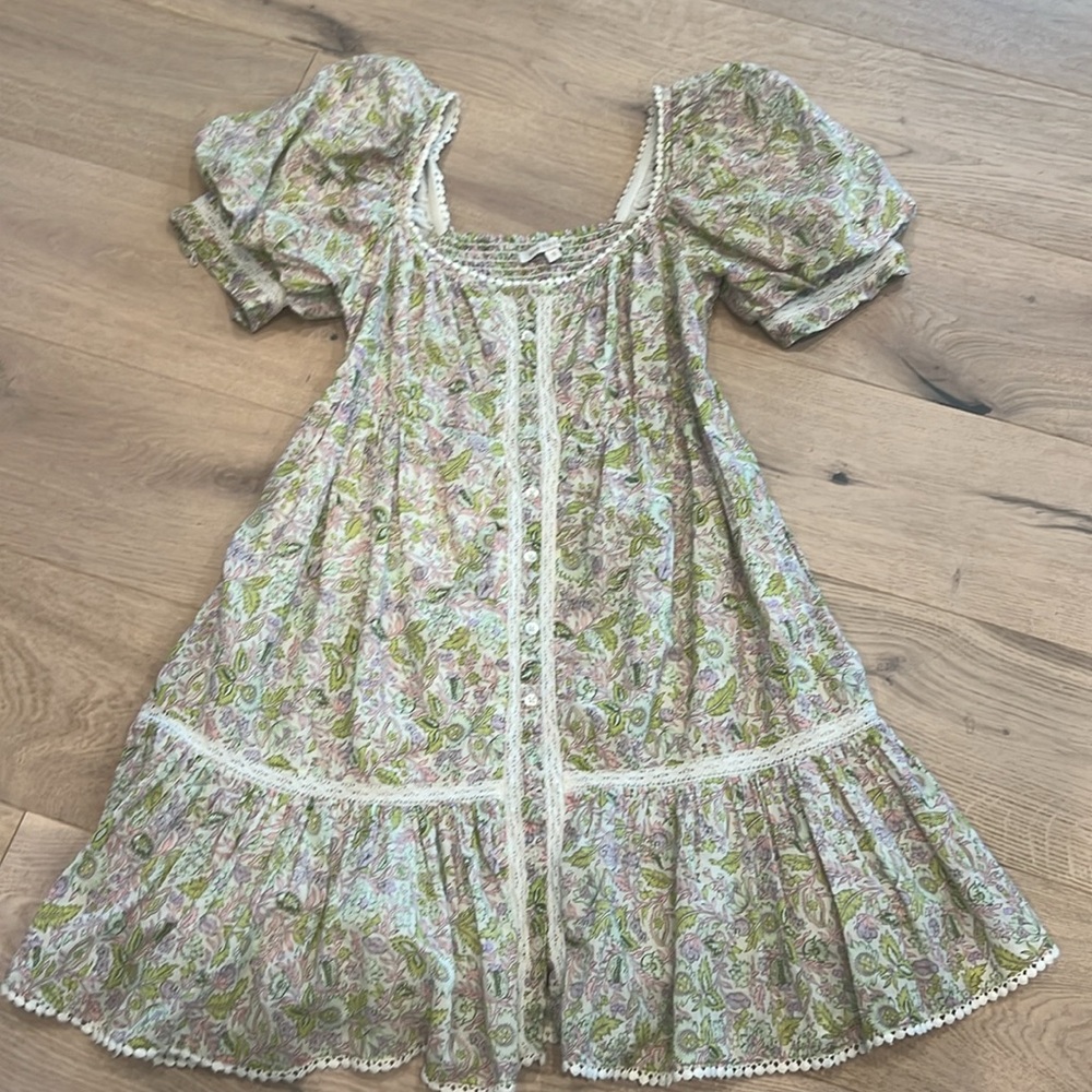 Love the Label Floral Dress Small Spring Garden Party Puff Sleeve Lace
